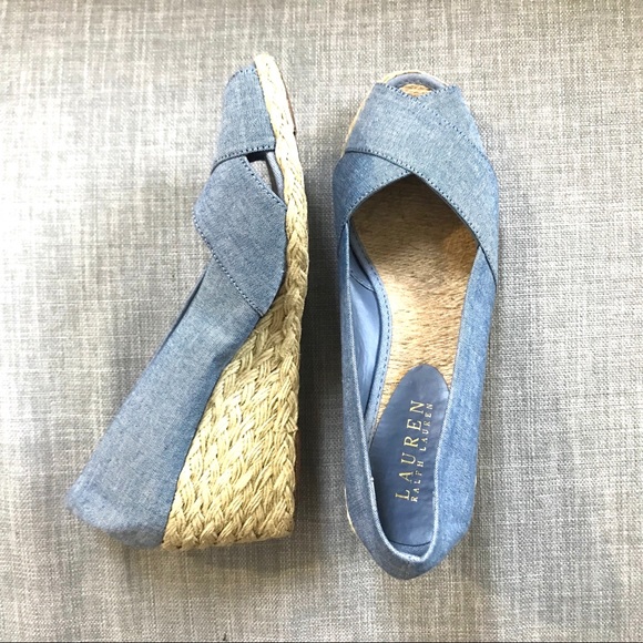 Lauren Ralph Lauren Shoes - Lauren Ralph Lauren Chambray Jute Open Toe Wedges
